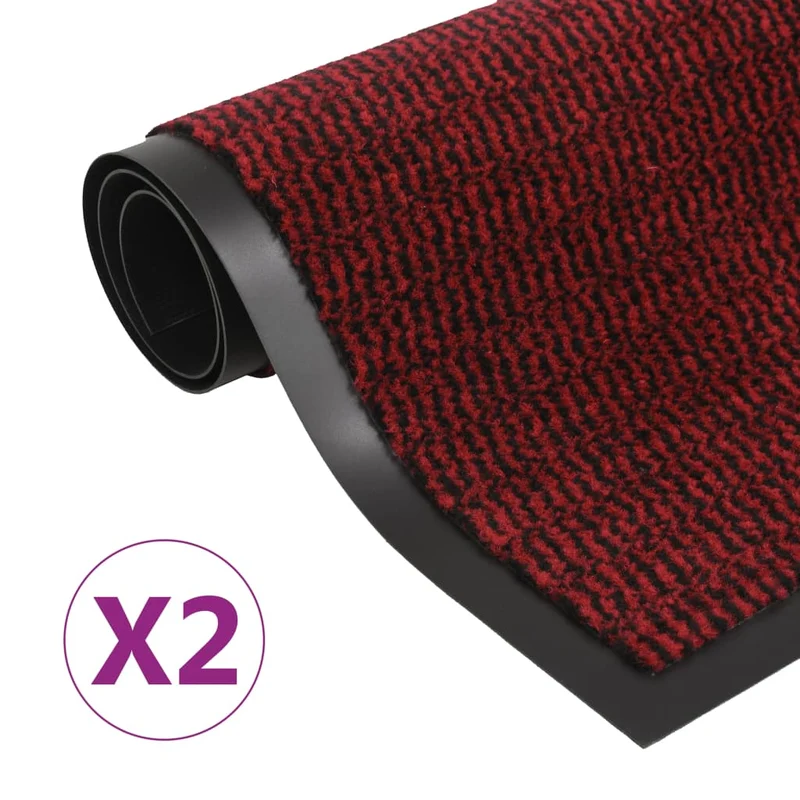 Lot de 2 paillassons rectangulaires 90 x 150 cm Rouge DEC023167
