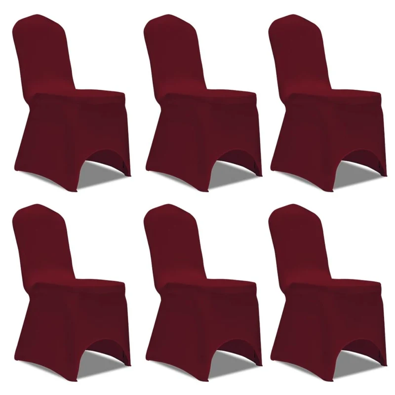 Housse bordeaux extensible pour chaise 6 pièces DEC022491