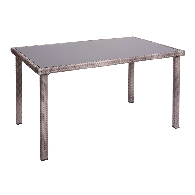 Table de jardin balcon 120x75cm en polyrotin gris-brun 04_0005085