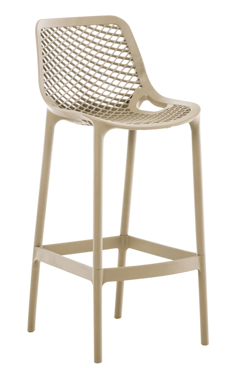 Tabouret de bar avec repose-pieds design moderne plastique gris intérieur ou extérieur 10_0000543