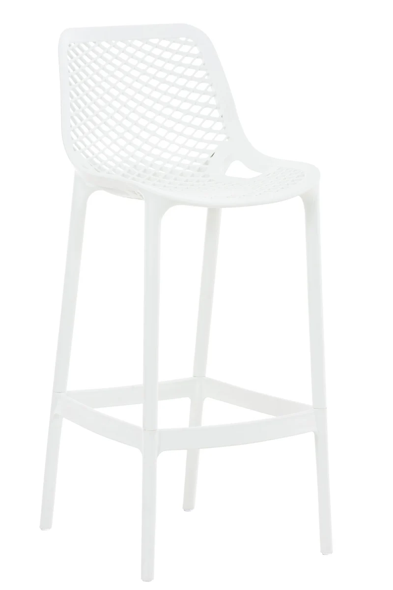 Tabouret de bar avec repose-pieds design moderne plastique blanc intérieur ou extérieur 10_0000040