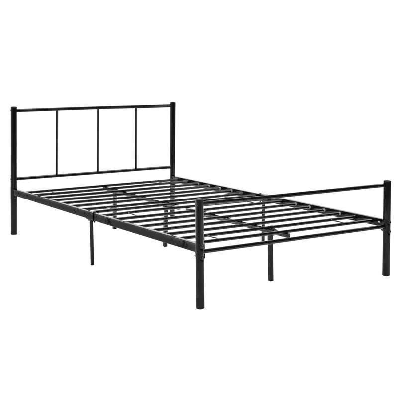 Lit pour adultes en métal avec lattes métalliques structure en acier noir 120 x 200 cm 03_0002692