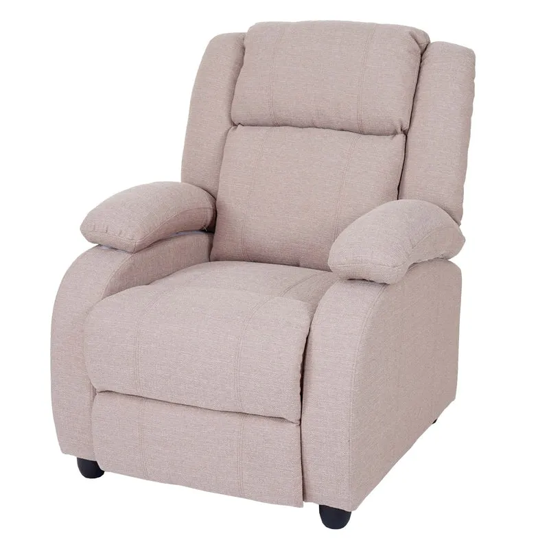 Fauteuil TV chaise longue relax avec repose-pieds et accoudoirs en tissu/textile gris crème 04_0003173