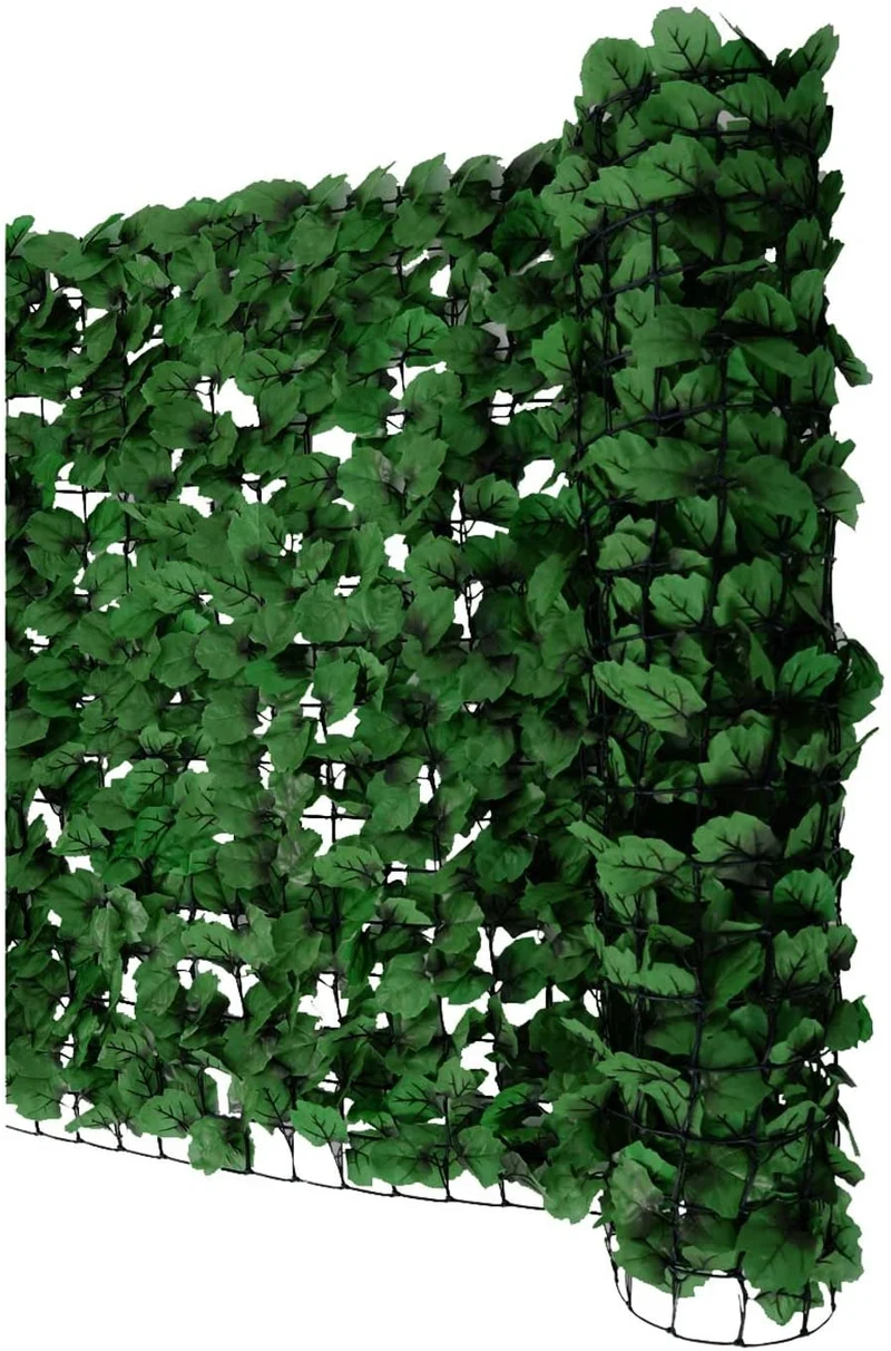 Brise-vue clôture haie artificielle pour balcon revêtement de protection contre le vent pour balcon et terrasse 300x150cm feuille sombre 04_0001087
