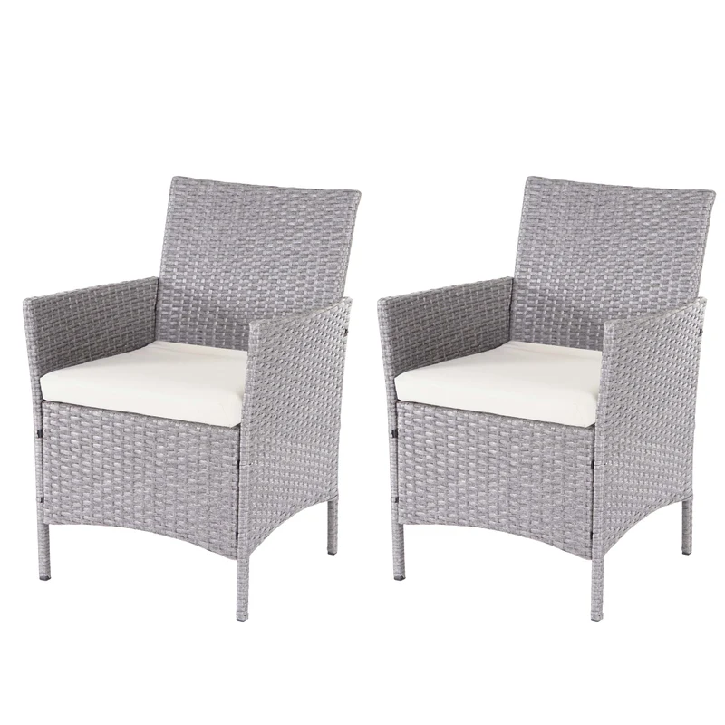 2x fauteuils chaises de jardin en polyrotin gris coussins crème 04_0000471
