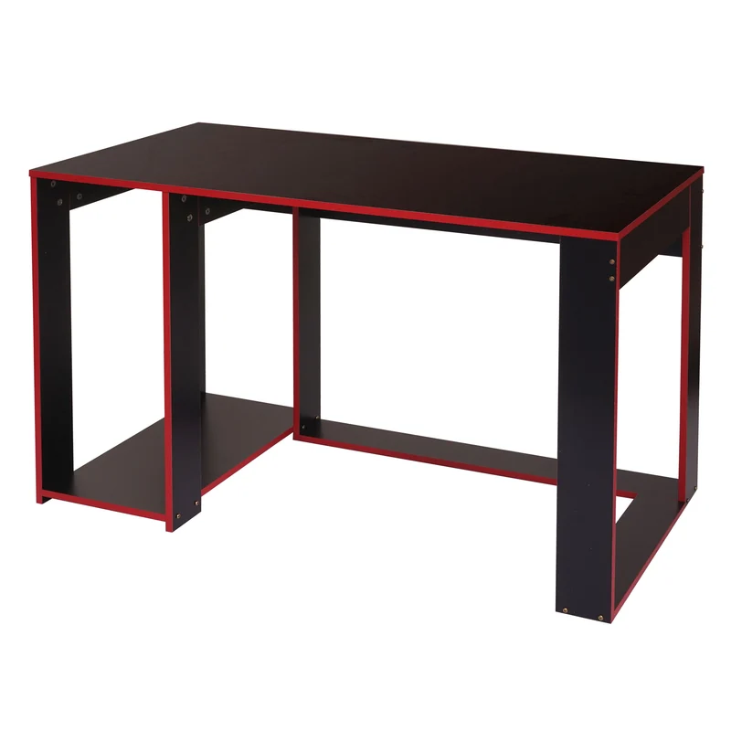 Bureau table de bureau pour ordinateur 120x60x76cm en MDF noir/rouge 04_0001454