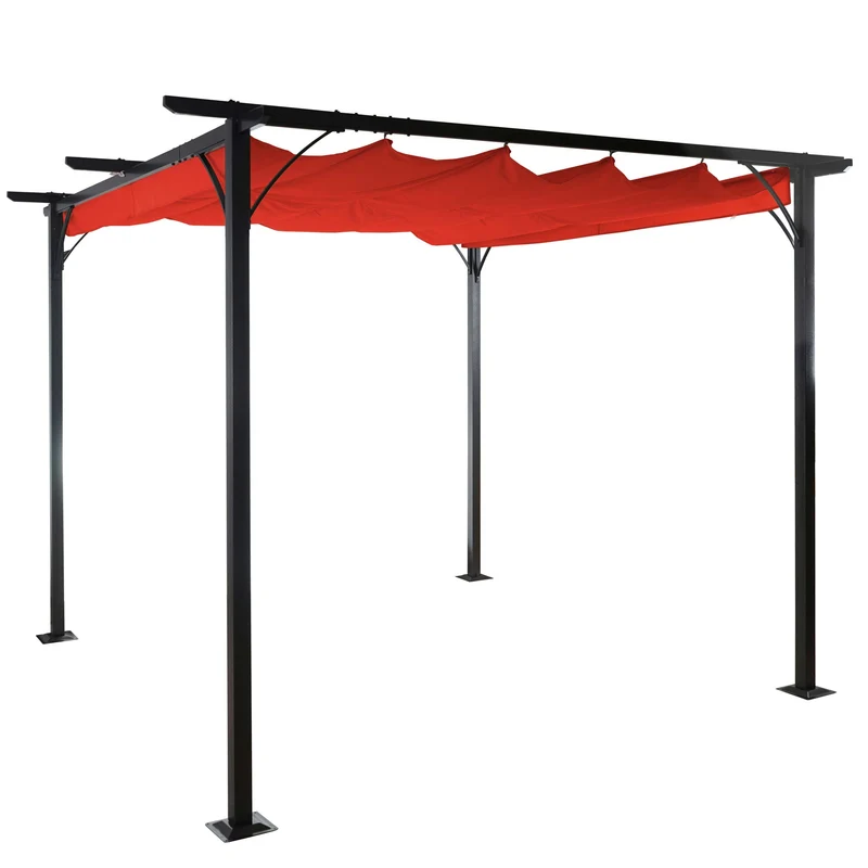 Pergola gazebo de jardin cadre stable 6cm + toit ouvrant 3x3m Terraçotta 04_0004112