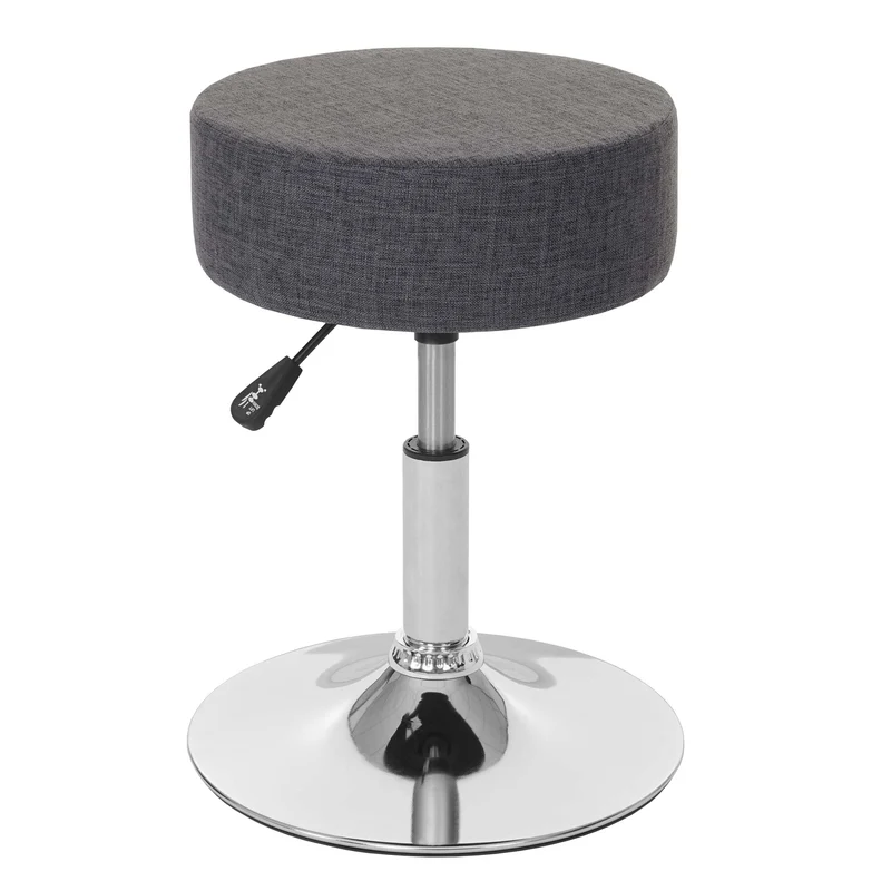 Tabouret siège polyvalent hauteur réglable pivotant Ø 35cm tissu gris 04_0005334