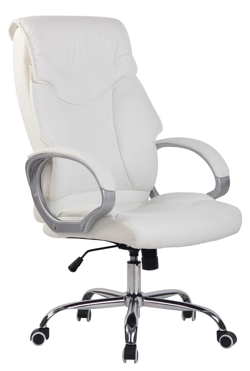 Fauteuil de bureau rembourrage généreux mécanisme d'inclinaison en PVC blanc 10_0002677