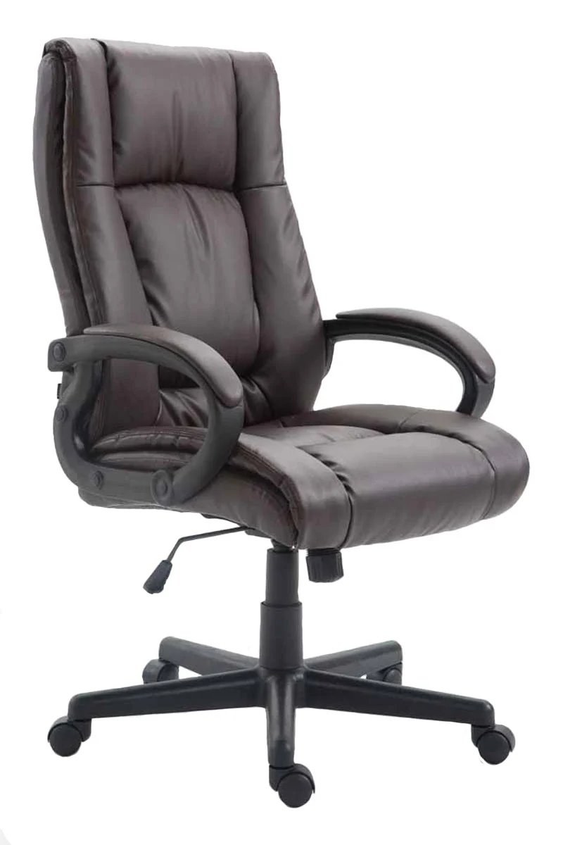 Fauteuil de bureau XL sur roulettes avec accoudoirs mécanisme d'inclinaison plastique PVC marron 10_0002716