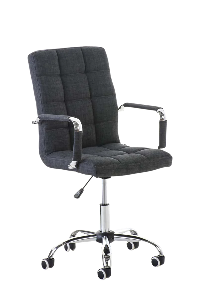 Chaise de bureau mécanisme d'inclinaison hauteur réglable en tissu gris et métal chromé 10_0002483