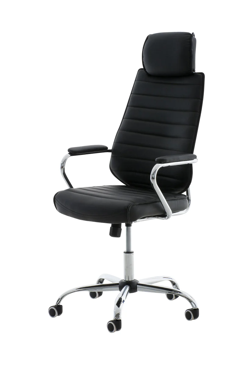 Fauteuil de bureau hauteur réglable pivotant mécanisme de bascule PVC noir et métal chromé 10_0002627