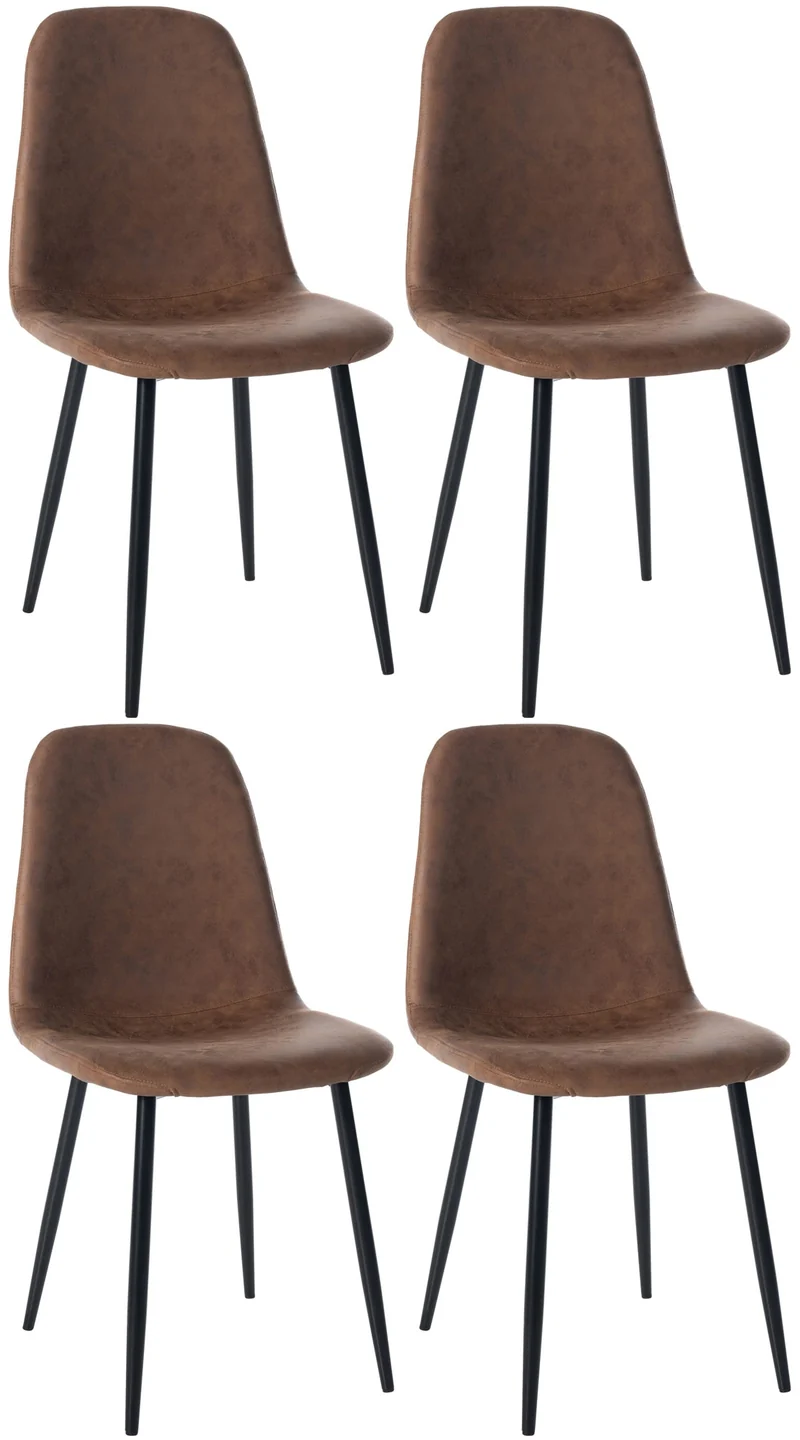 Lot de 4 chaises de salle à manger design moderne avec pieds en métal noir et assise en PVC marron 10_0001822