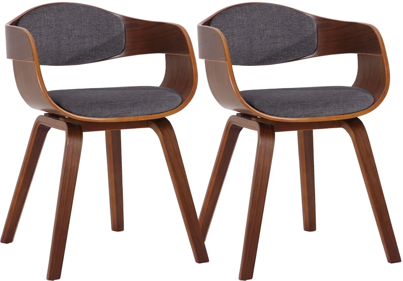 Lot de 2 chaises de salle à manger design scandinave en tissu gris clair et structure en bois foncé 10_0001728