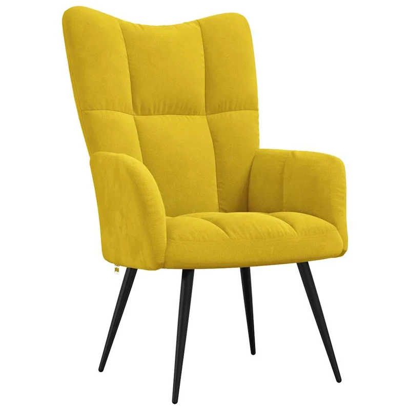 Fauteuil lounge chaise de canapé design moderne en velours jaune moutarde DEC026713