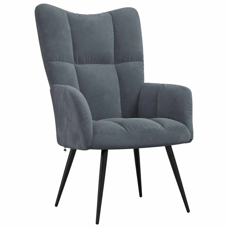 Fauteuil lounge chaise de canapé design moderne en velours gris foncé DEC026696