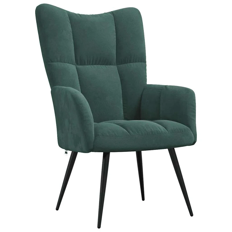 Fauteuil lounge chaise de canapé design moderne en velours vert foncé coutures décoratives DEC026783