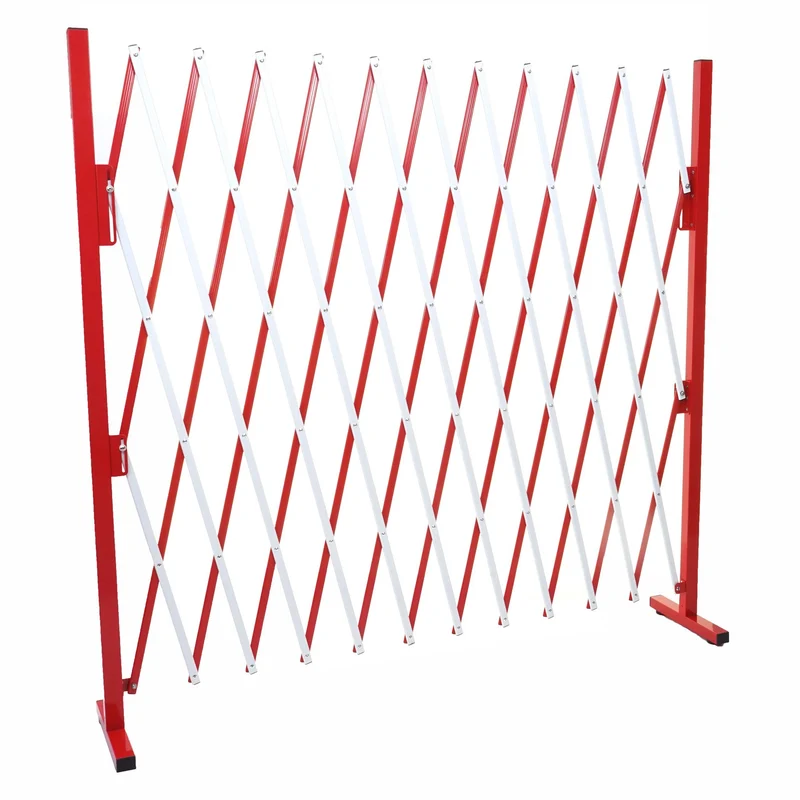 Grille de barrière grille de protection de clôture à ciseaux extensible aluminium rouge-blanc hauteur 153 cm 04_0001215
