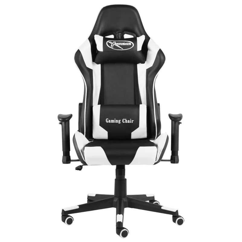 Fauteuil de bureau chaise gaming sur roulettes siège pivotant en PVC blanc DEC026029