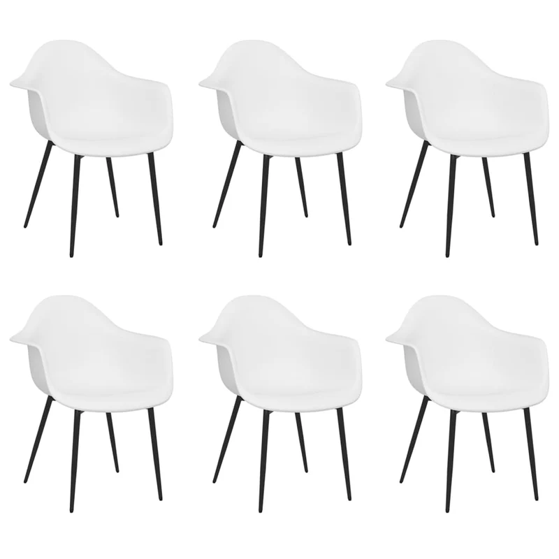 Set de 6 chaises de salle à manger dossier incurvé en PP blanc et métal DEC025667