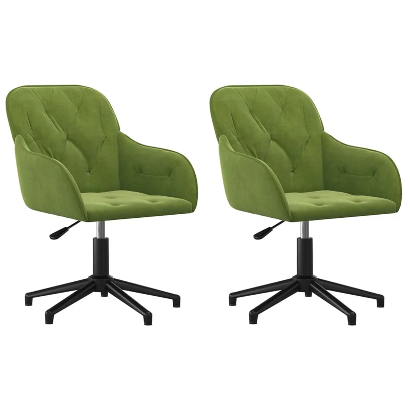 Lot de 2 chaises de salle à manger siège pivotant hauteur réglable en velours vert clair cadre en métal DEC025316