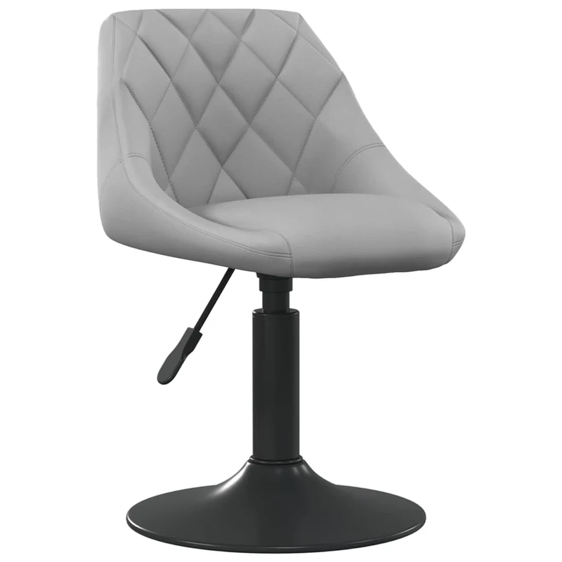 Chaise de salle à manger hauteur réglable pivotant en velours gris clair et acier noir DEC025040
