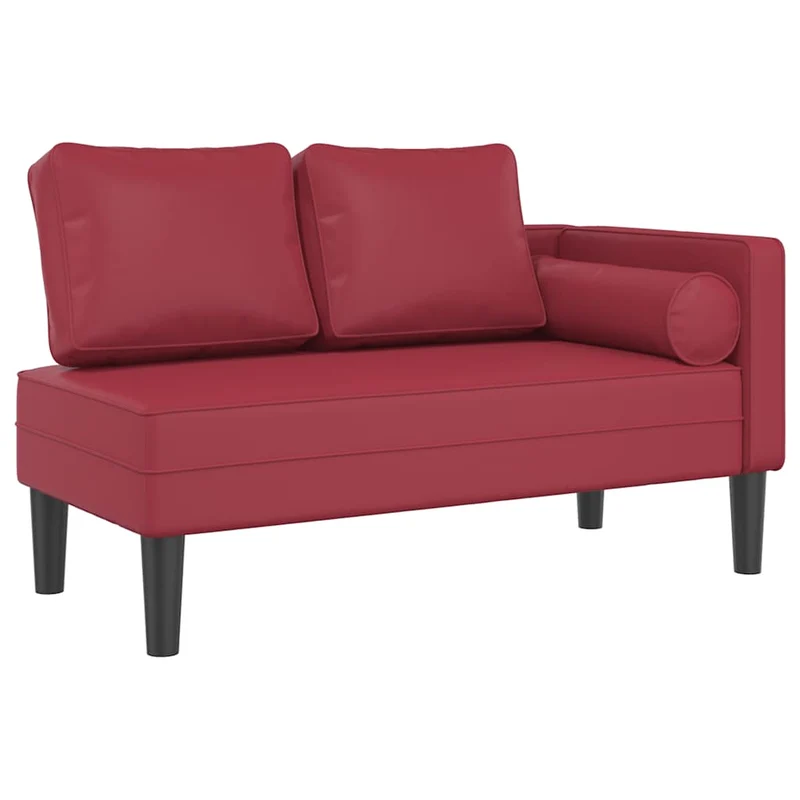 Méridienne chaise longue canapé pour intérieur avec coussins en PVC rouge bordeaux DEC026095