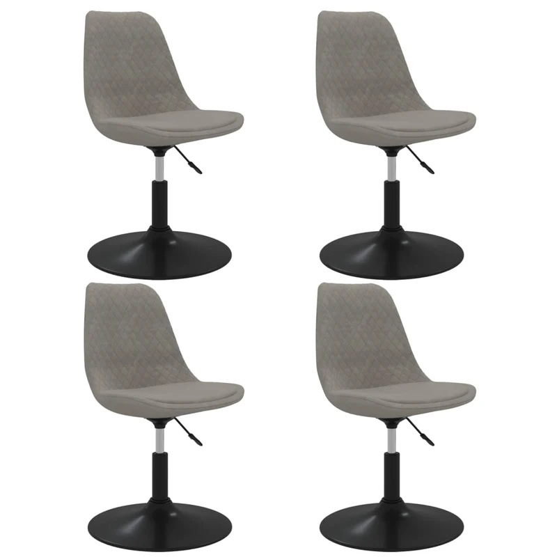 Set de 4 chaises de salle à manger siège pivotant hauteur réglable en velours gris clair DEC025728