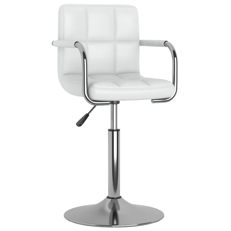 Tabouret de bar chaise de comptoir x1 avec accoudoirs en PVC blanc et acier chromé DEC025035