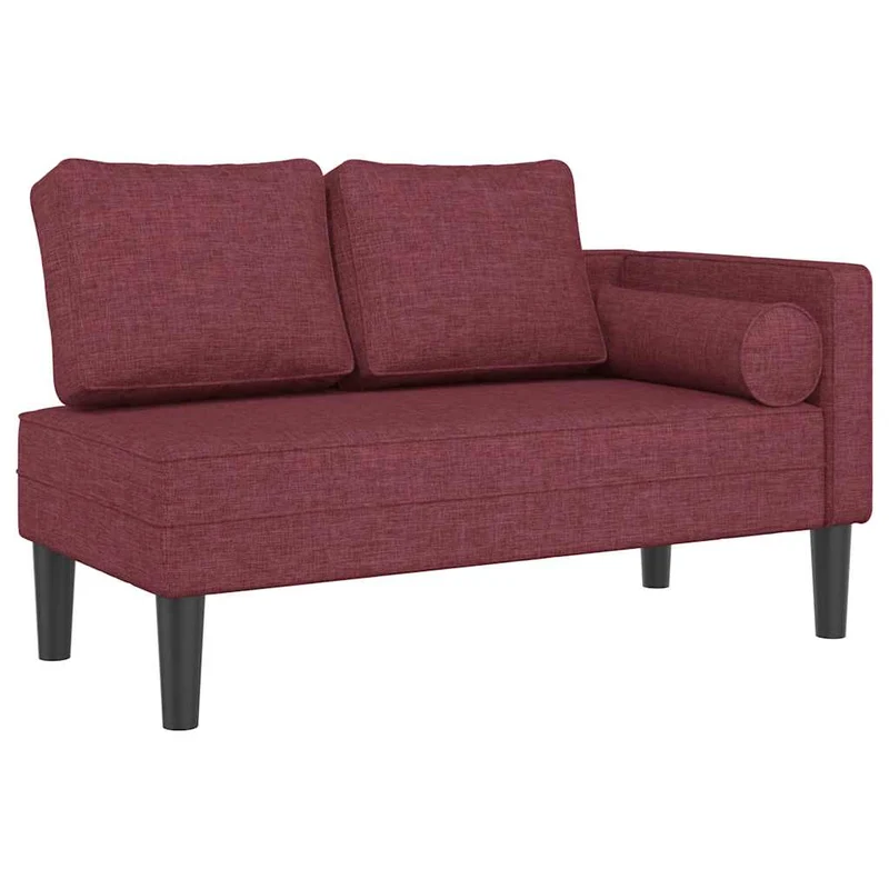 Méridienne chaise longue canapé pour intérieur avec coussins en tissu rouge bordeaux tissu DEC026096