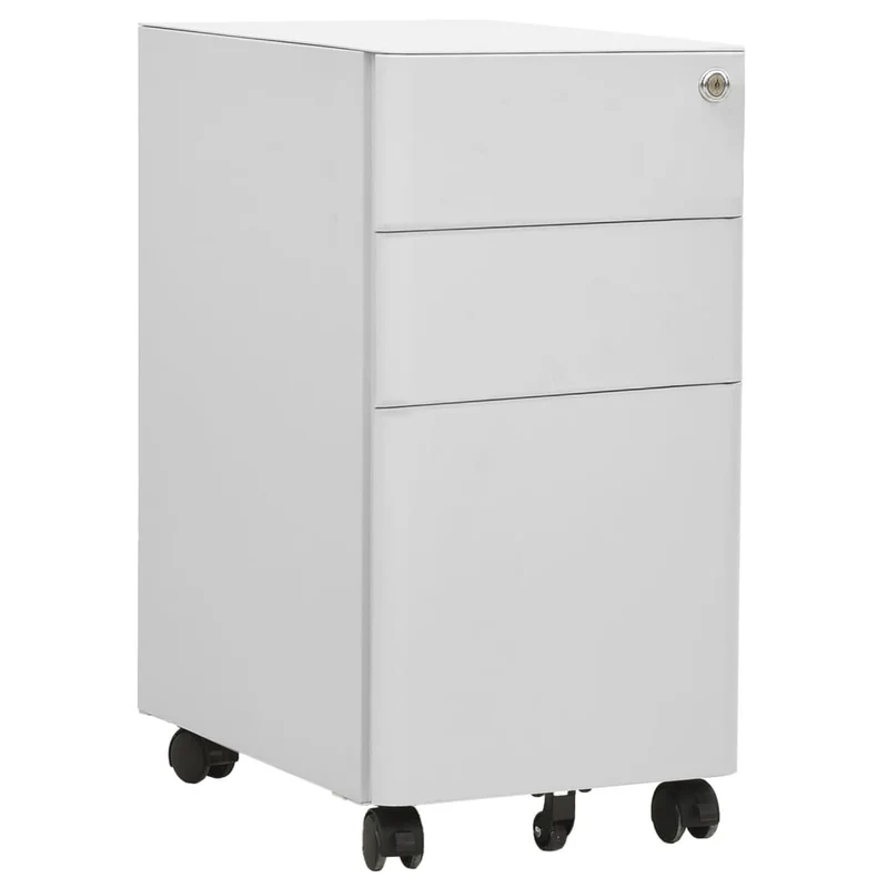 Caissons à tiroirs meuble de bureau sur roulettes avec 3 tiroirs 30 x 45 x 59 cm acier gris DEC024575