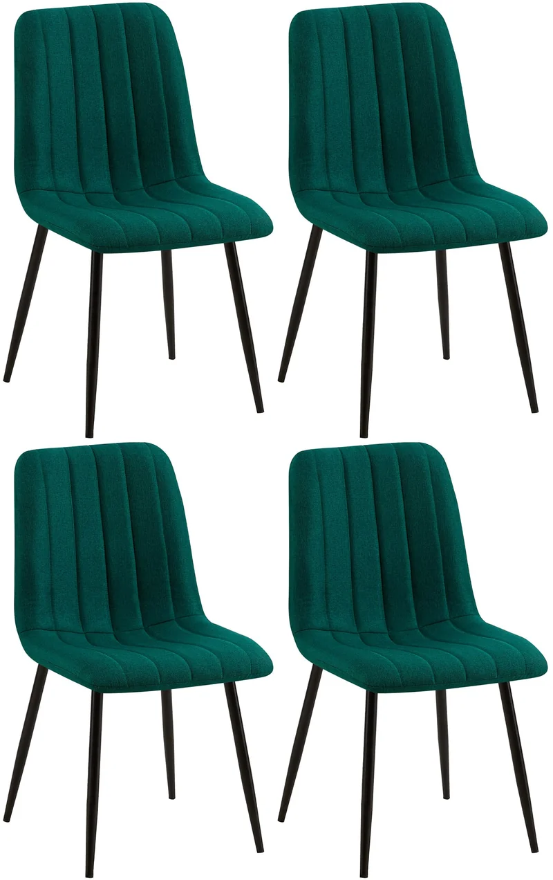 Lot de 4 chaises de salle à manger coutures décortatives verticales assise en tissu velours vert pieds en métal negro 10_0001875