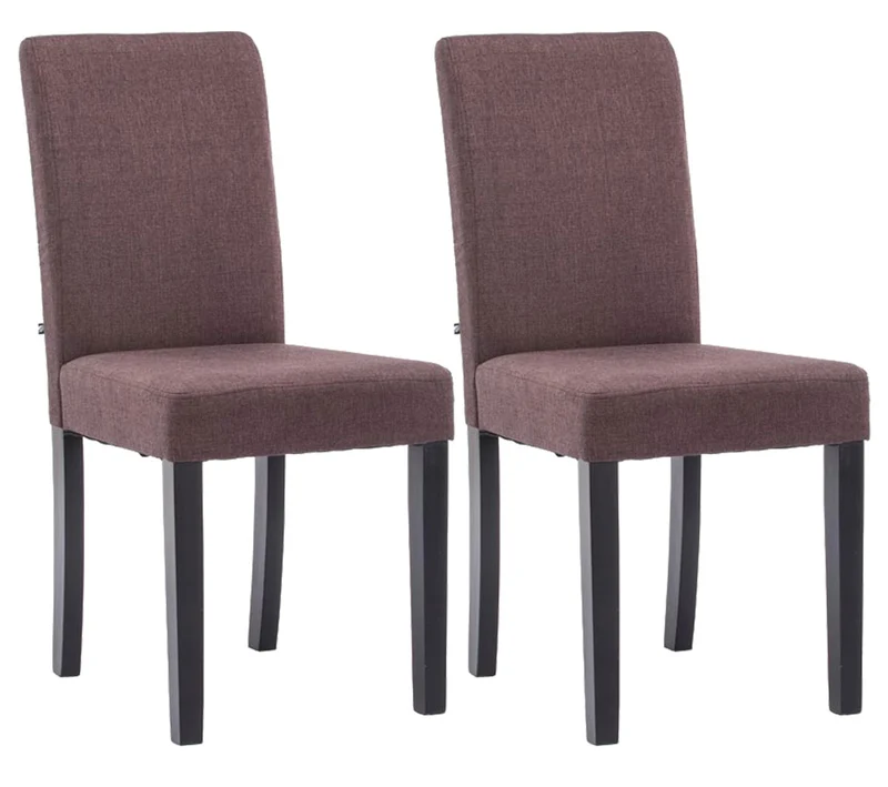 Lot de 2 chaises de salle à manger design moderne en tissu marron et pieds en bois noir 10_0001556