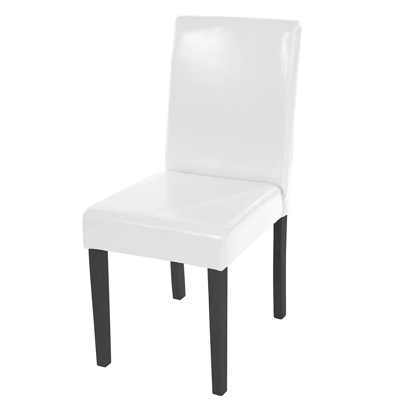 Chaise de salle à manger cuisine en synthétique blanc pieds en bois foncé design moderne 04_0002318
