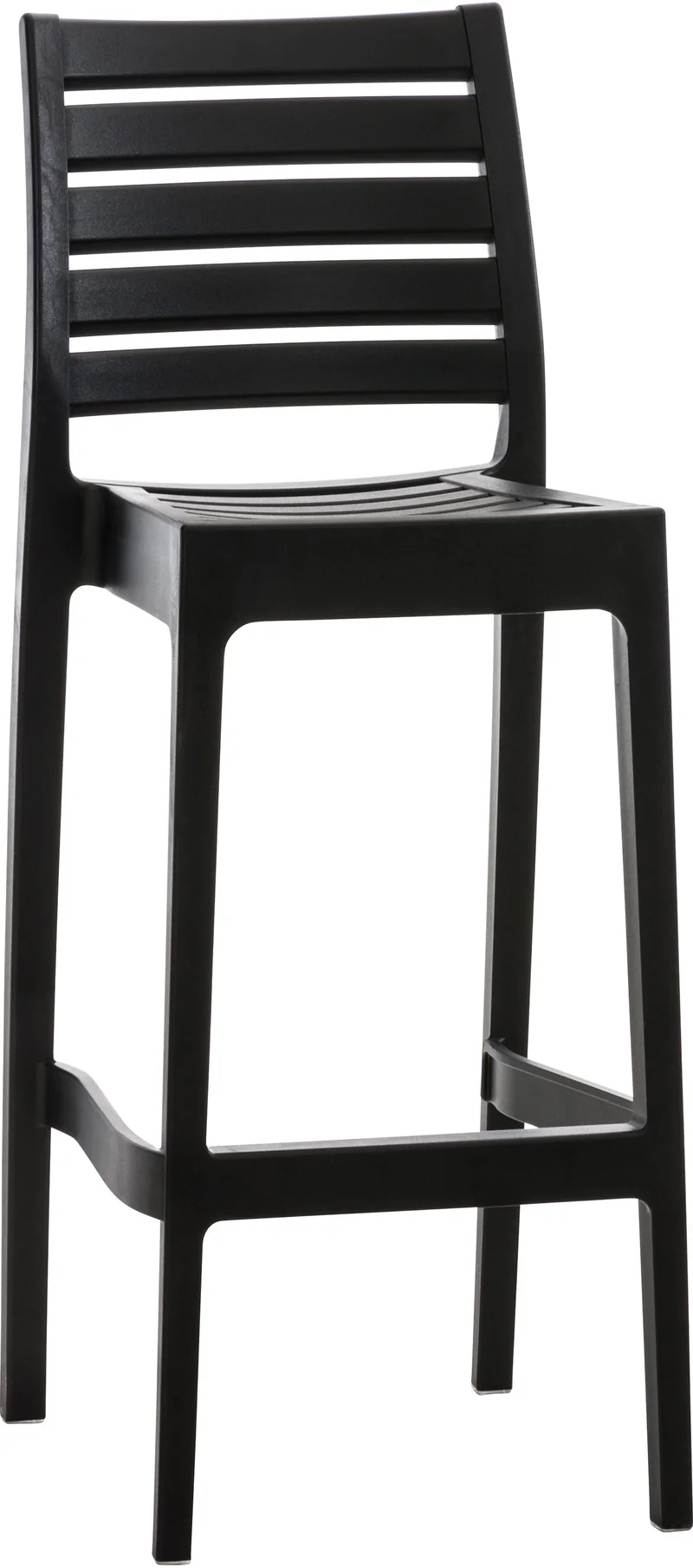 Tabouret de bar pour intérieur ou extérieur en plastique noir empilable avec repose-pieds 10_0000656