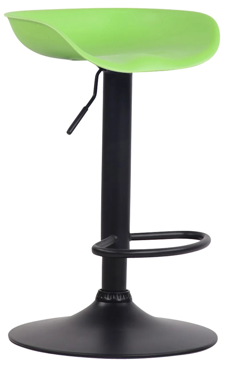 Tabouret de bar assise réglable en hauteur et pivotant en plastique vert pieds tulipe en métal noir mat avec repose-pieds 10_0000384