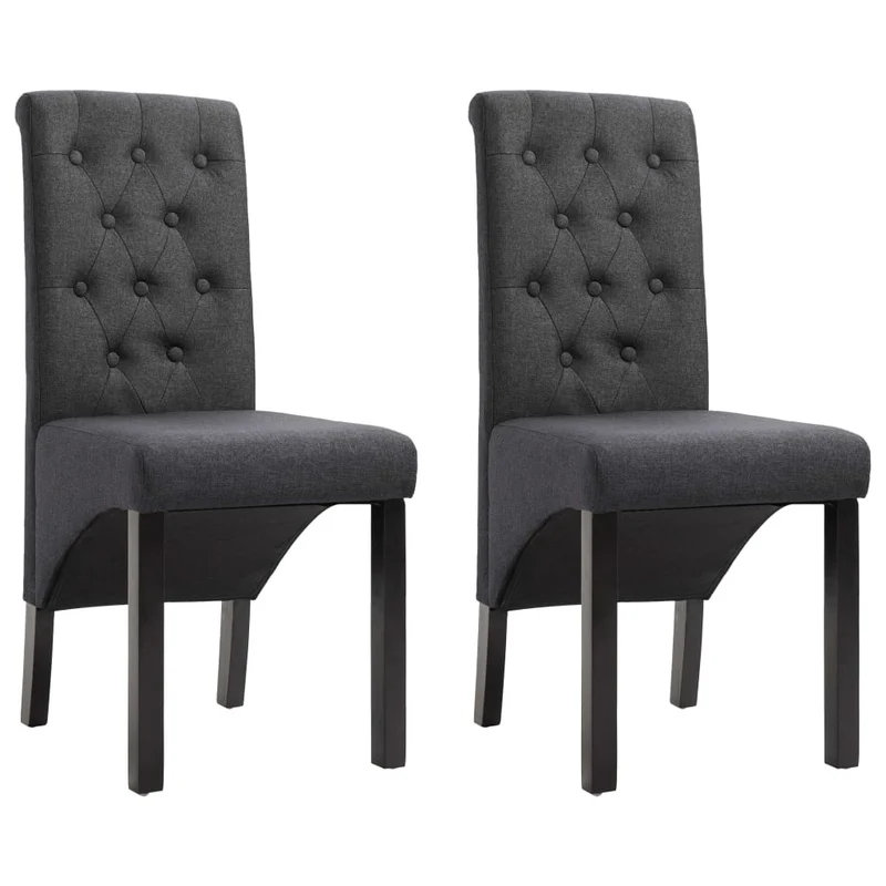 Lot de 2 chaises de salle à manger cuisine design intemporel tissu gris foncé CDS020539