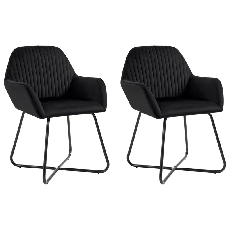 Lot de 2 chaises de salle à manger cuisine design moderne velours noir CDS020898