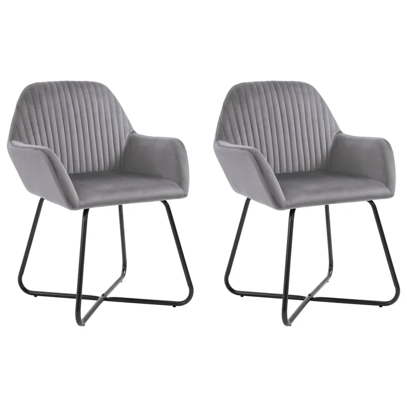 Lot de 2 chaises de salle à manger cuisine design moderne velours gris CDS020620