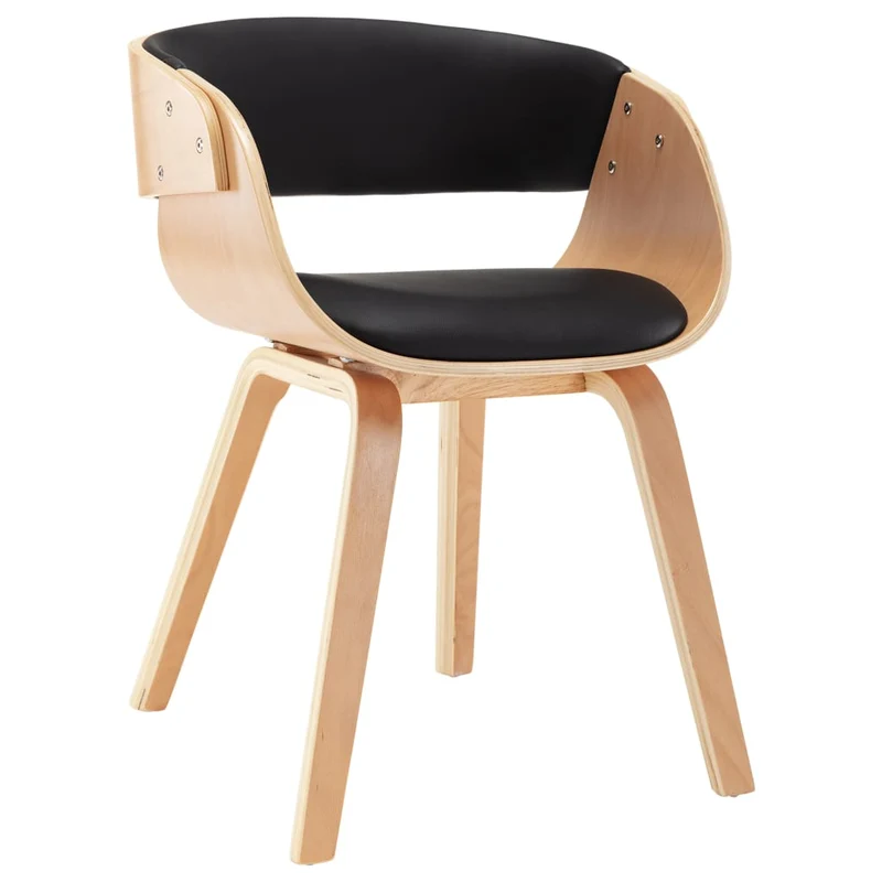 Chaise de salle à manger design moderne en bois courbé et synthétique noir CDS020060