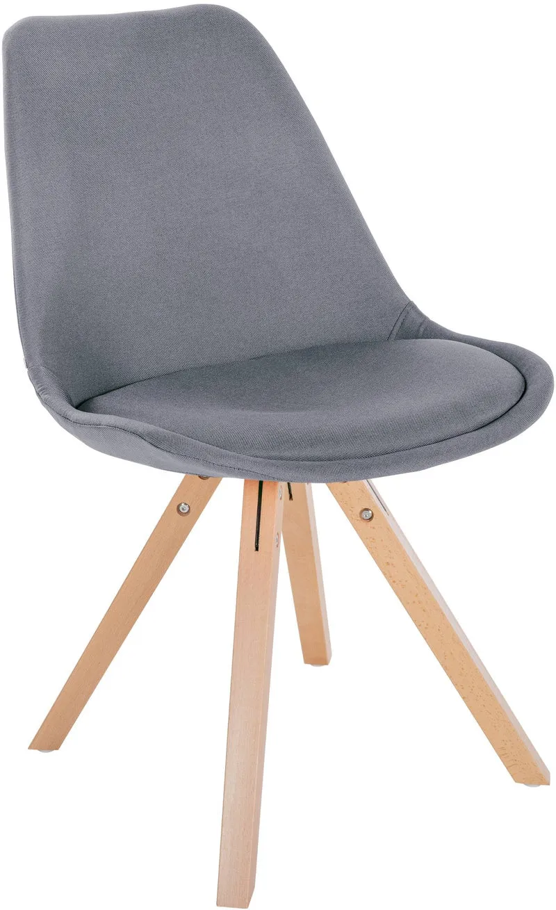 Chaise de salle à manger x1 style scandinave en tissu gris clair pieds en bois clair 10_0001485