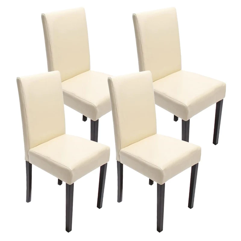 Lot de 4 chaises de salle à manger synthétique crème pieds foncés CDS04142