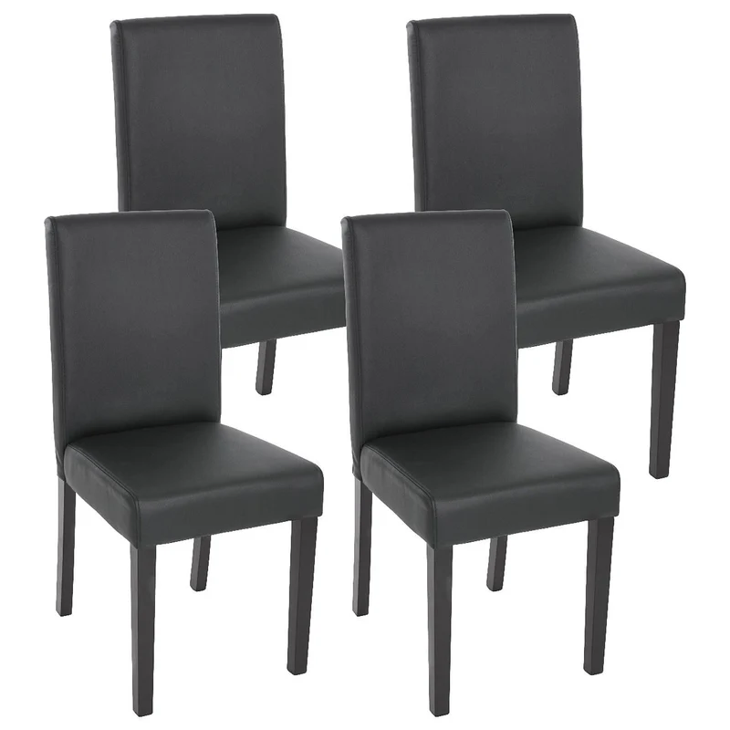 Lot de 4 chaises de salle à manger synthétique noir mat pieds foncés CDS04135