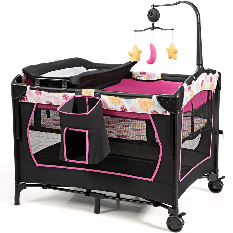 3 en 1 lit parapluie pour bébé avec table à langer pour bébé 0-36 mois hauteur réglable 20_0000054