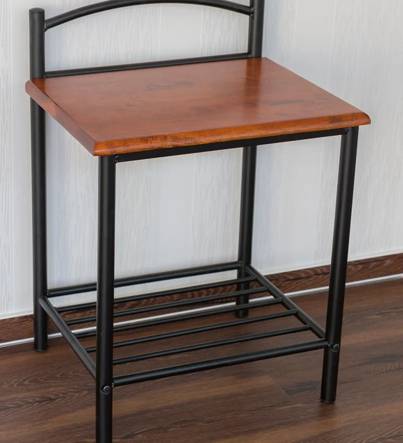 Table de chevet / nuit en en métal et bois 64x45x35 cm MOC06005