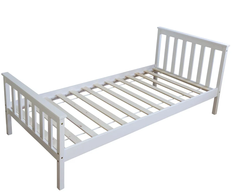 Lit pour enfant 90x200cm avec sommier à lattes en bois blanc LIT06081
