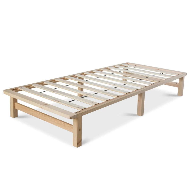 Cadre de lit palette en bois massif avec sommier à lattes 90x200cm LIT06189