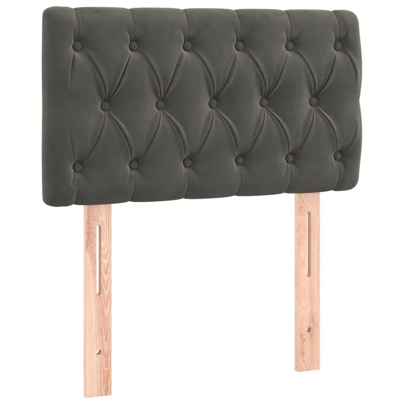 Tête de lit accessoire couchage chambre à coucher meuble capitonné 80 x 7 x 78/88 cm tissu velours gris foncé TDL0203171