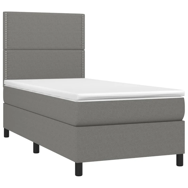 Cadre de lit LED avec sommier tête de lit matelas 100x200 cm tissu gris foncé TDL0208451