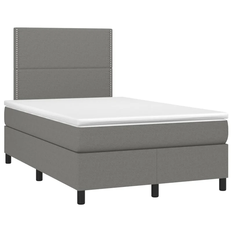 Cadre de lit LED avec sommier tête de lit matelas 120x200 cm tissu gris foncé TDL0208410